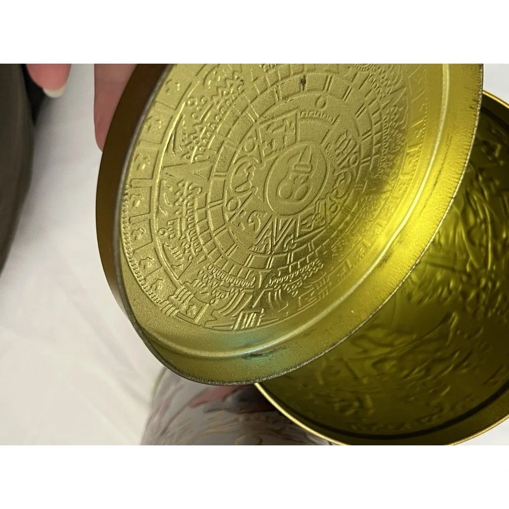 Vtg World Travel Tin Canister Set Kitchen Embossed Retro USA MCM Boho Europe
